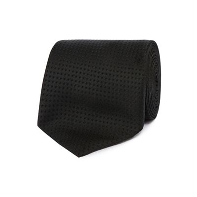 Black plain textured tie